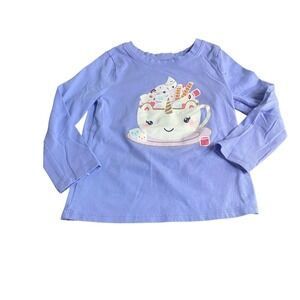 Cat & Jack purple hot chocolate unicorn long sleeve shirt SIZE 2T